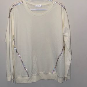 Retrology Cream vory Sweater with diamond embellishments Size Large NWT